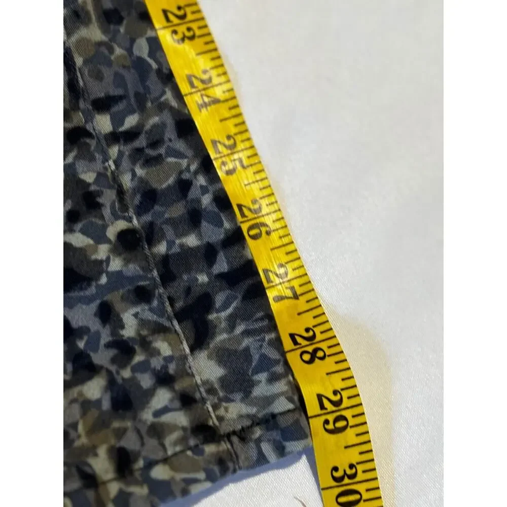 Cabi 604 Skinny Jeans Grey‎ Olive Green Abstract Print Stretch Pants Womens 4